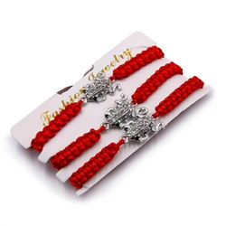 Браслет SEW980-2 SEW3908-R-1 красная нить ЖАБА БОГАТСТВА (разные цвета, металл, стразы), уп. 3 шт.