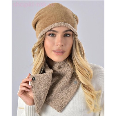 Бархат полоска термо Комплект флис (шапка+снуд) (56-58)