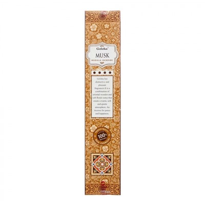 Goloka MUSK Masala Incense (Высококачественные индийские пыльцовые благовония МУСК, Голока), 15 г.