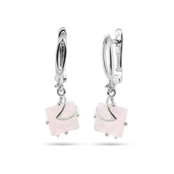 Серьги из серебра розовый кварц, МЦВ008