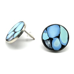 Серьги "Мозаика" из бирюзы 18мм.