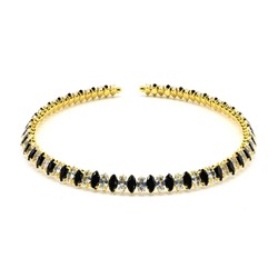 Жесткий чокер-колье с цирконами цв.черный, 33см