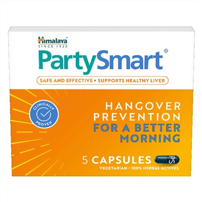 PARTY SMART Capsules, Himalaya (ПАТИ СМАРТ, средство от похмелья, Хималая), 5 капс.