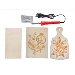 Набор для выжигания по дереву (аппарат с насадками, доска 1 шт, доска разделочная 1 шт)