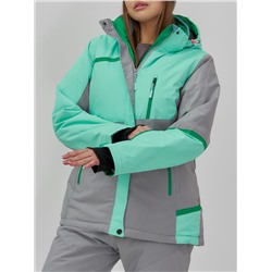 Гоннолыжная куртка женская зимняя бирюзового цвета 709Br