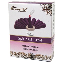 Vedic SPIRITUAL LOVE Natural Masala Incense Cones, Aromatika (Ведик ДУХОВНАЯ ЛЮБОВЬ, натуральные конусные благовония, Ароматика), уп. 10 конусов.
