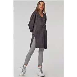 Туника трикотажная с разрезами по бокам черная