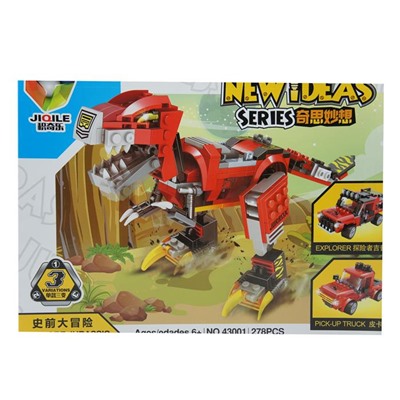 11 Конструктор New Ideas 3в1 (динозавр,джип,пикап) 278дет.34*26см/коробка 43001 АКЦИЯ! СКИДКА 50%