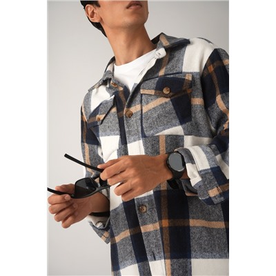 Мужская теплая рубашка в клетку Happyfox