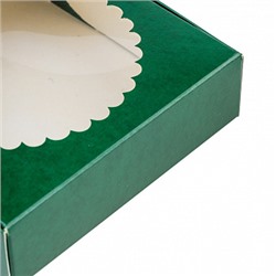 Коробка для печенья 12*12*3 см, зелёная с окном