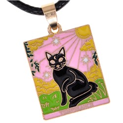 Кулон Tarot ЧЕРНАЯ КОШКА УМЕРЕННОСТЬ - Temperance, на шнуре (металл, размер 2,4*2 см.), 1 шт.