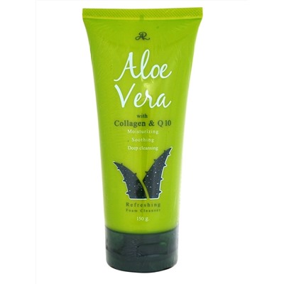 ALOE VERA with Collagen & Q10 Refreshing Foam Cleanser, AR (АЛОЭ ВЕРА с коллагеном и Q10 освежающая пенка для умывания), 150 г.