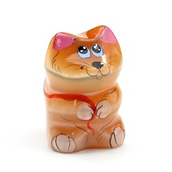 Фигурка из селенита "Кот с сердечком" 30*28*42мм,