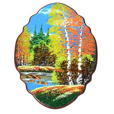 Панно с рисунком из камня, осень "облако" 37*50см, 1125г