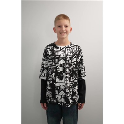 Детский лонгслив с двойным рукавом Happyfox