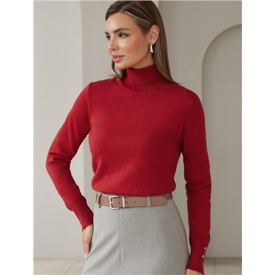 Водолазка тонкой вязки из хлопка с нейлоном