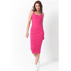 Платье-лапша летнее трикотажное из хлопка розовое