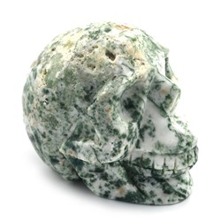 Фигурка из агата мохового "Череп" 88*65*75мм, 553г
