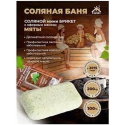 Соляной брикет "Соляная баня" мини с эфирным маслом Мята 0,2кг