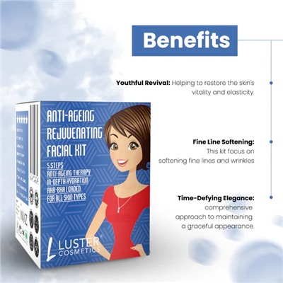 ANTI-AGEING Rejuvenating Facial Kit, Luster (АНТИВОЗРАСТНОЙ омолаживающий набор для ухода за лицом, Ластер), 1 уп. (45 г.)