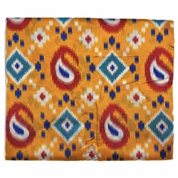 Сари TILAK с печатным принтом ЭТНИКА, цвет ЖЕЛТО-ГОЛУБОЙ (Size: Onesize, с отрезом для блузы), РАЗНЫЙ ДИЗАЙН, 1 шт.