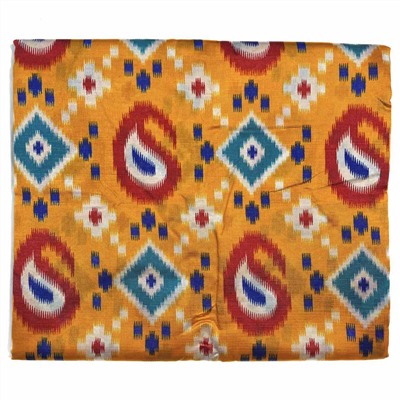Сари TILAK с печатным принтом ЭТНИКА, цвет ЖЕЛТО-ГОЛУБОЙ (Size: Onesize, с отрезом для блузы), РАЗНЫЙ ДИЗАЙН, 1 шт.