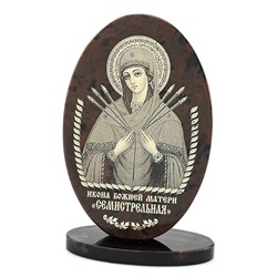 Икона из обсидиана "Семистрельная" выс. 10см (овал)