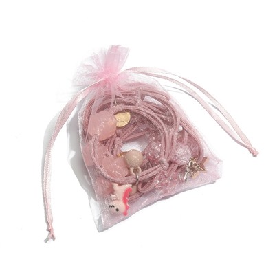 Набор резинок для волос с декором 8 шт. в мешочке из органзы.