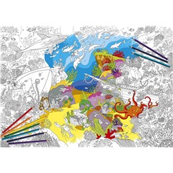Плакат раскраска для детей «Подводный мир» (формат А1)
