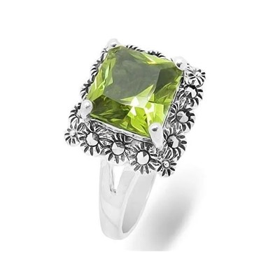 Кольцо из серебра марказит, султанит, SL-AGA121