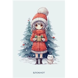 Аниме. Новогодний блокнот (А6, 48 л., цветной блок, на пружине, белый)
