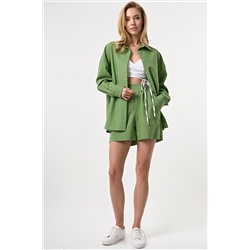 Шорты льняные на резинке салатовые