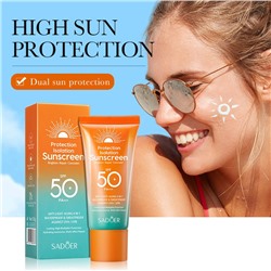 (ЗАМЯТА КОРОБКА) Солнцезащитный водоустойчивый крем для лица и тела SPF 50 Sadoer Sunscreen , 50 мл.