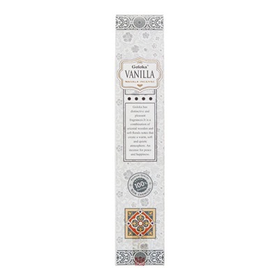 Goloka VANILLA Masala Incense (Высококачественные индийские пыльцовые благовония ВАНИЛЬ, Голока), 15 г.