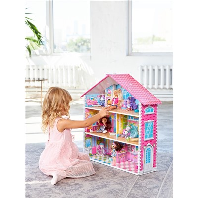 Кукольный трехэтажный домик быстрой сборки «Усадьба» Серия Dream House