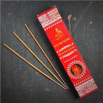 DRAGONS BLOOD Masala Incense, Ayurvedic (КРОВЬ ДРАКОНА масала благовония, Аюрведик), уп. 15 г.