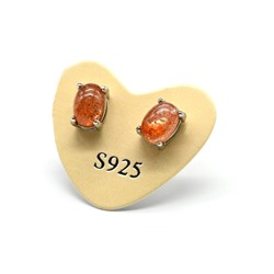 Серьги пусеты с солнечным камнем (гелиолит) овал 5*7мм, 1г