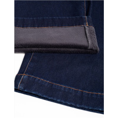 Джинсы-трубы из эластичного денима на флисе