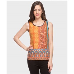 Srishti Floral Print Sleeveless Top S (Colour Yellow)