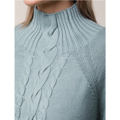 Свитер фактурной вязки с узором косы
