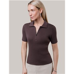 Джемпер-поло с застежкой на молнии из хлопка с кашемиром