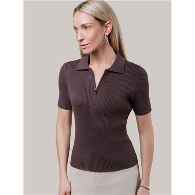 Джемпер-поло с застежкой на молнии из хлопка с кашемиром