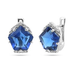 Серьги из серебра танзанит выращ., Диамонд