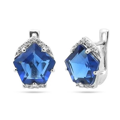 Серьги из серебра танзанит выращ., Диамонд