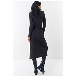 Платье с длинным рукавом из трикотажа  черное