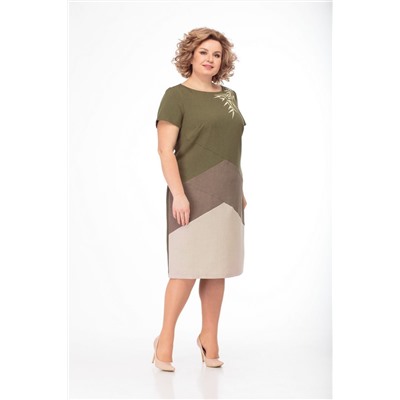 Anelli 470 зеленый+кофе, Платье