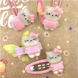 Набор 2 резинки и 2 заколки «Pink kitty» (финальная цена)