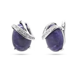 Серьги из серебра чароит, МЦВ064