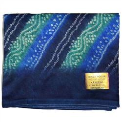 Сари ISHITA HOUSE, Kareena, с печатным принтом БАНДХАНИ, цвет СИНИЙ (Size: Onesize, с отрезом для блузы), 1 шт.