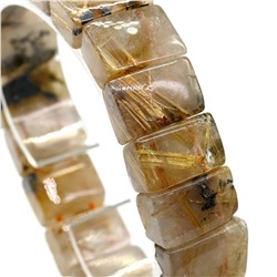 Браслет из Рутилового кварца (волосатик золотой) прямоугольник 16*10мм, 19см, 65,7г